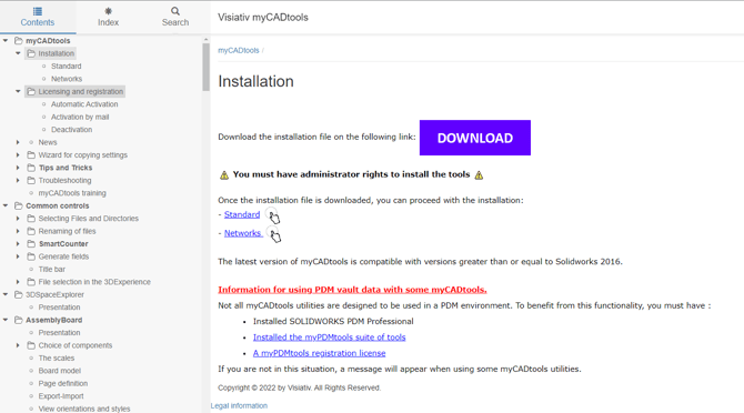 Screenshot of myCADtools Installation.