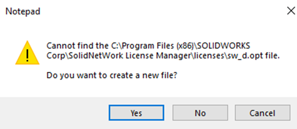 SOLIDWORKS SolidNetwork License Manager interface showing the process to add or modify a license.