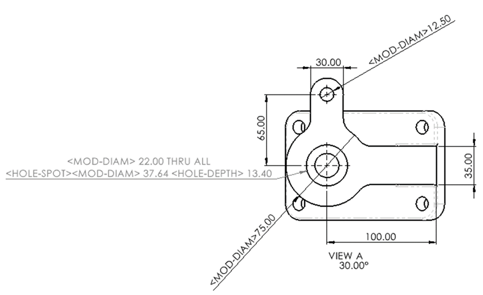 Screenshot showing the missing symbols in SOLIDWORKS due to an incorrect font setting.