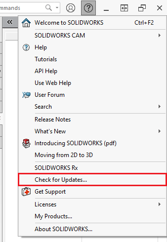 Windows Control Panel showing the list of installed programs with SOLIDWORKS selected for update.