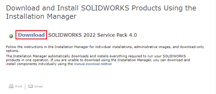 SOLIDWORKS Installation Manager confirming the completion of updates.